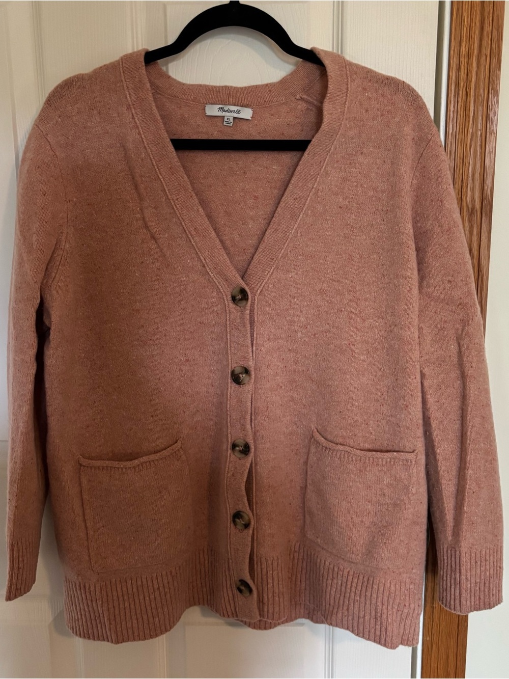 Madewell Dusty Rose Button-Front V-Neck Cardigan